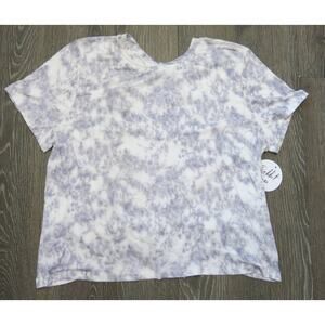 RABBIT ROSE *NWT* Crop Top Size XL Women Short Sleeve Cinch Purple Tie Dye Boho